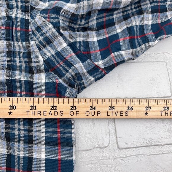 Duluth Shirt Men Large Blue Red‎ Black Plaid Flannel Trim Fit Classic Work VTG - Picture 4 of 9
